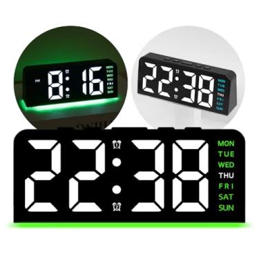 Imagem de Relógio Digital para Mesa - Display de Led com Luz Noturna, Função de Despertador, Carregável via cabo (Led Verde)