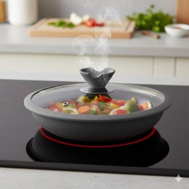 Imagem de Tampa de Vidro Anti-Impacto Com Aba em Silicone Ø24cm