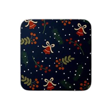 Imagem de Ladrilho Decorativo de Cerâmica Estampa Natalina com Sinos e Cachos de Sorveira