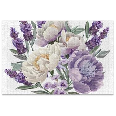 Imagem de Buquê de Peônias Lavanda Quebra-cabeça 500 peças Adultos Engraçado Jogo de Quebra-cabeça Presentes Hard Puzzles Pintura Animal