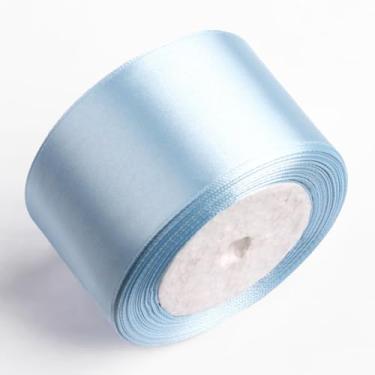 Imagem de Fita de cetim azul claro de 5 cm x 25 m para rosas eternas, buquês de flores, embrulho de presente, artesanato DIY, chá de panela, decoração de casamento