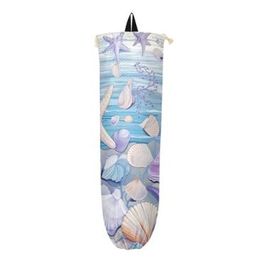 Imagem de Porta-sacos de compras Sea Shells and Starfish Grocery Bag, sacos de compras para sacolas de supermercado, suporte de saco de cozinha, 1 pacote