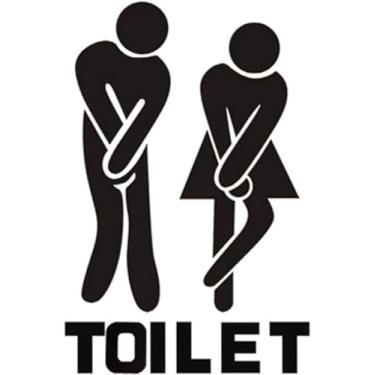 Imagem de AKOAK Sinais de banheiro masculinos e femininos destacáveis, placas de banheiro divertidas com pernas cruzadas, acessórios para porta de banheiro, murais adesivos de parede para banheiro, banheiro