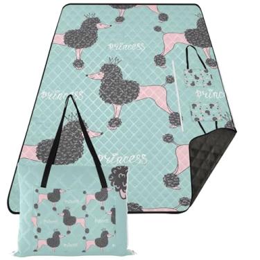 Imagem de TSENQUE Cobertor de piquenique fofo para cachorro Poodle fofo cobertor de praia dobrável à prova de areia à prova d'água com estampa externa para grama 152 cm x 203 cm