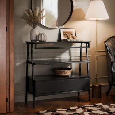 Imagem de Aparador Industrial Hall de Entrada 1 Gaveta Thor Preto com Preto - Re