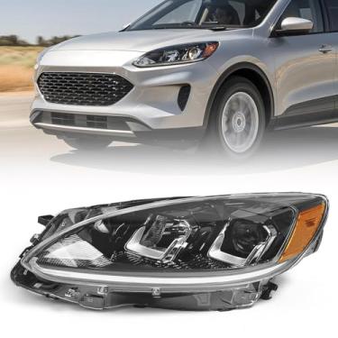 Imagem de KACHIR Conjunto de farol de halogênio sem DRL para Ford Escape 2020-2022 farol dianteiro esquerdo lado do motorista LH