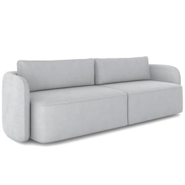 Imagem de Sofá 3 Lugares Sala Living Orgânico 220cm Oregon K01 Veludo Cinza - Lyam Decor