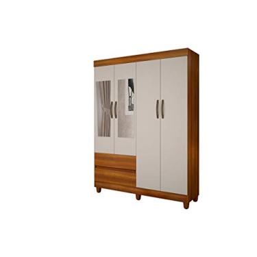 Imagem de Roupeiro Porto 4 Portas Com Espelho Nogal & Off Sallêto Móveis
