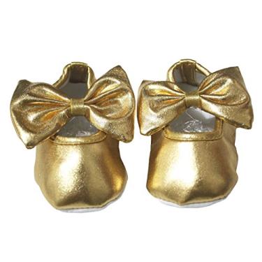 Imagem de Petitebella Sapatos de bebê de poliéster dourado para bebês unissex NB-18 meses, Dourado, 9-18 Months Toddler