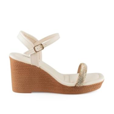 Imagem de Sandália Anabela Strass MF513 Mississipi - Branco Off