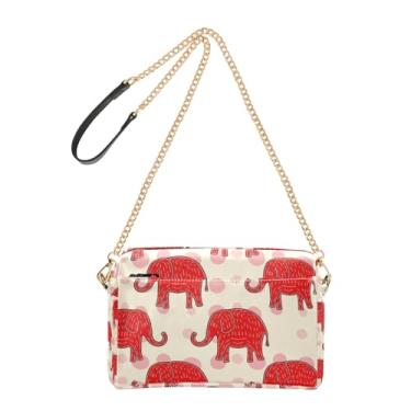 Imagem de Joitme Bolsa tiracolo feminina simples de elefante vermelho claro com alça de corrente de couro PU bolsa de ombro bolsa para celular