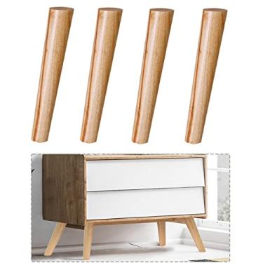 Imagem de Conjunto moderno de 4 pernas de mesa de centro de madeira pernas de armário oblíquas com parafusos de placa de montagem e tapete antiderrapante, para mesa, cadeiras, bancos, cama (tamanho: 10
