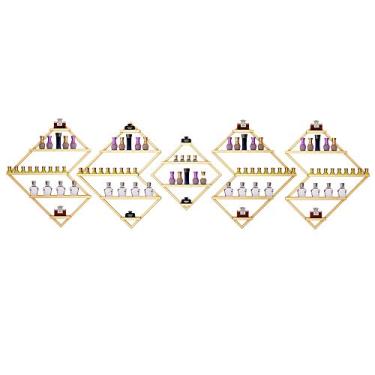 Imagem de Prateleiras de metal para armazenamento de esmaltes de parede, prateleira de esmalte de metal montada na parede e suporte de óleo essencial, usado em salão de beleza, perfume doméstico/cosméticos