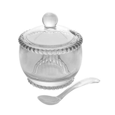 Imagem de ACUCAREIRO CRISTAL C/COLHER PEARL 10x8x7cm - WOLFF