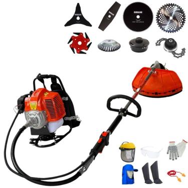 Imagem de Roçadeira Costal Completa Terra GRC-430 À Gasolina 2T 43cc 1,7HP Alta Rotação Ideal Para Todos os Tipos de Trabalhos Com 8 Opções de Cortes + EPI