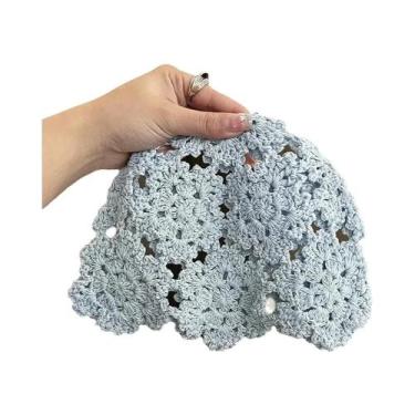 Imagem de Gorro De Crochê Feminino Estilo Étnico Boêmio Com Capuz Vazado, Feito 