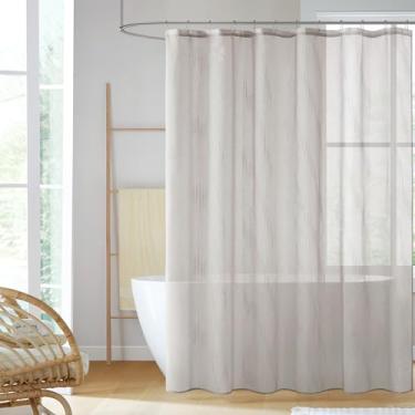 Imagem de Madison Park Cortina de chuveiro Sheers, design texturizado listrado, decoração moderna de banheiro de meio século, lavável na máquina, tela de privacidade de tecido, 182 x 182 cm, cinza