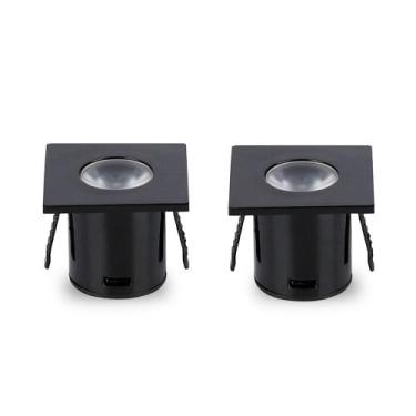Imagem de Kit 2 Spot Para Móvel Taschibra Pik Led Quadrado Preto Bivolt, 6500K -