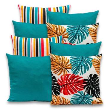 Imagem de Kit 8 Capas de Almofada Lisa e Estampada com Zíper Gorgurinho 40x40cm 