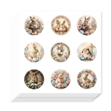 Imagem de AHANDMAKER Adesivos autoadesivos de coelho da Páscoa, 180 peças, adesivos de desenho animado de coelho para agenda, agenda, artesanato, artes, diário, saco de presente, selo, tema de decoração de