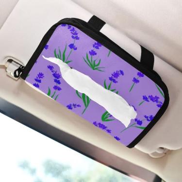 Imagem de SEHANY Porta-lenços de papel de carro lavanda roxa, caixa de lenços para carro, viseira solar, porta-guardanapos retangular, dispensador de máscara de carro, caixa de lenços de papel para automóvel
