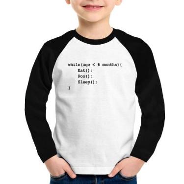 Imagem de Camiseta Raglan Infantil Eat Poo Sleep Código Manga Longa - Foca na Mo