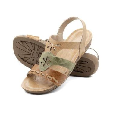 Imagem de Sandália Flatform Goa em Couro Crush Tapioca - 14290CT - Andacco, Nude