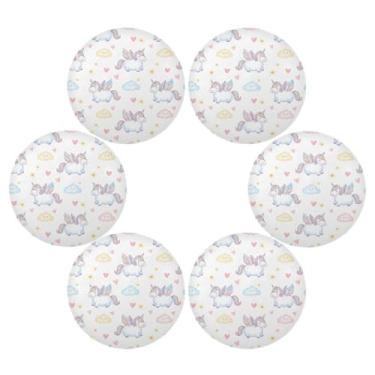 Imagem de Wassud Jogo americano conjunto de 6 tapetes de mesa redondos fofos para cozinha e jantar tapetes laváveis resistentes ao calor decoração de mesa 39 cm