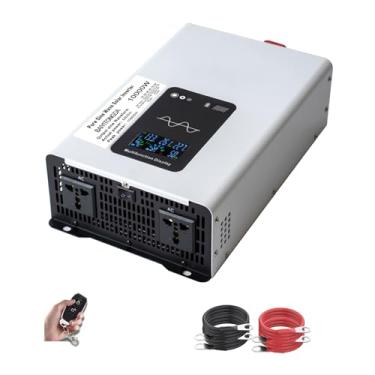 Imagem de Inversor de onda senoidal pura de 10000W, conversor DC 12V-96V para AC 120V/240V, inversor de alta eficiência com 2 tomadas AC e controle remoto para residências, trailers,60V to 110V