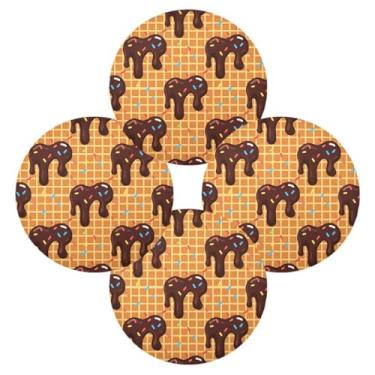 Imagem de Wassud Jogo americano conjunto de 4 tapetes redondos de chocolate com textura de waffle para cozinha e jantar, tapetes laváveis e resistentes ao calor, decoração de mesa 39 cm
