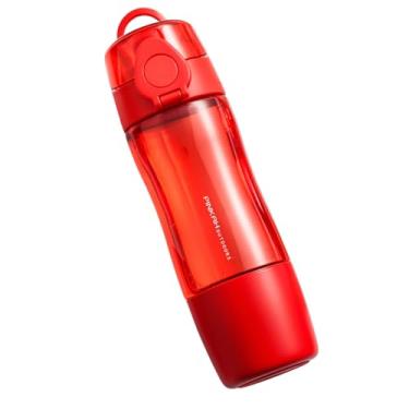 Imagem de Garrafa de água de um botão para esportes ao ar livre, design à prova de vazamento de 470/570 mL com filtro de chá, material PC de grau alimentício, recipiente antiqueda para beber (vermelho 490 ml)