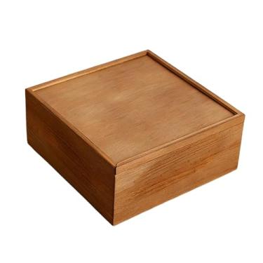 Imagem de IEUDNS Caixa organizadora de joias de madeira com tampa deslizante, formato quadrado, ideal para decoração de casa, guardar lembranças e presentear, perfeita, 22.5 Cm X 22.5 Cm X