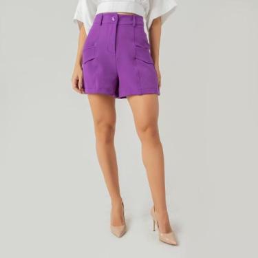 Imagem de Shorts susie alfaiataria bolso feminino - Susie Modas, Roxo, M