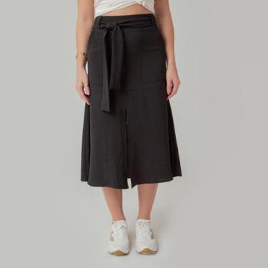 Imagem de Saia susie midi crepe heavy flow feminino - Susie Modas, Preto, P, 10 