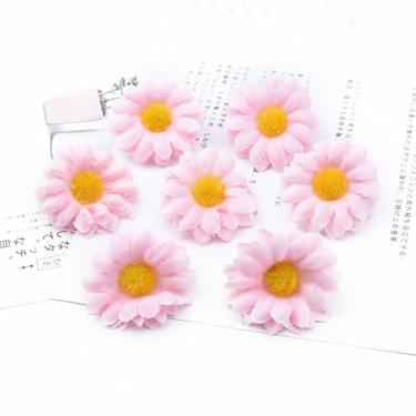Imagem de 30 peças DIY feito à mão girassol margarida simulação seda girassol flor falsa guirlanda material (rosa)