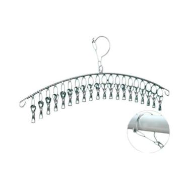 Imagem de Varal De Roupas Em Aço Inoxidável Com 20 Ganchos, Secador De Roupas À 