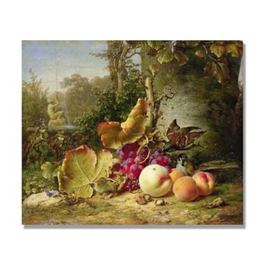 Imagem de NHLDZYH Arte em tela vintage de frutas mortas, pintura clássica de cozinha country, decoração de parede de casa de fazenda quente para sala de jantar e cozinha. A23. 40 x 48 cm-15,7 x 18,9 pol