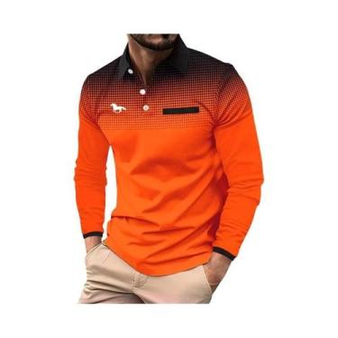 Imagem de Camisa Polo Masculina De Manga Longa Casual Para Negócios Primavera Ou