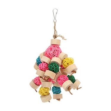 Imagem de Ainoli papagaio mascar brinquedo colorido seguro aliviar a ansiedade pendurado papagaio sepak takraw brinquedo para pássaros papagaios (Médio: Aprox.17,6x16,2x10cm / 6,93x6,38x3,94 pol.)