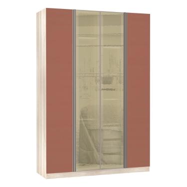 Imagem de Guarda Roupa Solteiro 4 Portas 3 Gavetas Prime Plus Com Vidro Reflecta 1,59 Cm Luciane Móveis