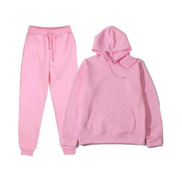 Imagem de Conjunto De Moletom Masculino Com Capuz E Calças Em Cores Sólidas Para