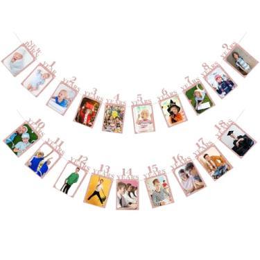 Imagem de Breling Faixa fotográfica de feliz aniversário de 18 anos para recém-nascidos até 18 anos Decorações de banner para fotos de festa de 16 anos para exibição de guirlanda suprimentos de festa (rosa)