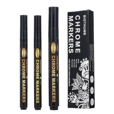 Imagem de 3Pack Canetas de Pintura Espelho Caneta Marcador Cromo Permanente Líquido Reflexivo para Superfície Adequado Modelos Cartões Posters Canecas Cerâmica Vidro Plástico Projetos Arte DIY