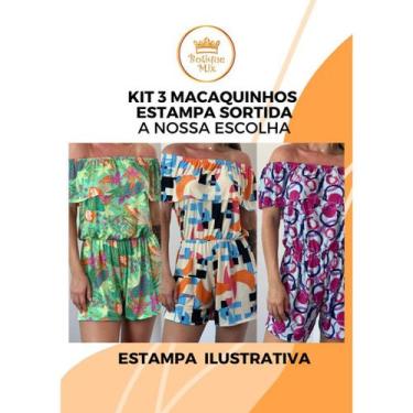 Imagem de Macaquinho Macacão Ciganinha Ombro a Ombro Estampados Liganete Modelo 