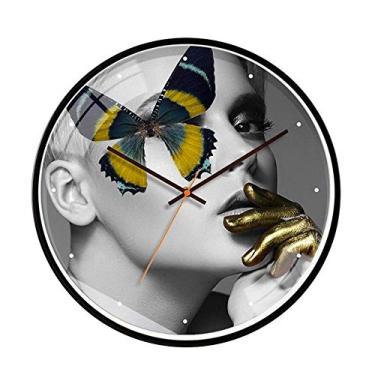 Imagem de Relógio de parede redondo criativo silencioso sala de estar quarto estudo tendência mudo relógio de parede decorativo (cor: multicolorido 1 tamanho: A) (multicolorido 2)