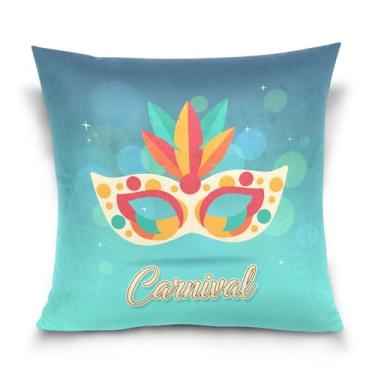 Imagem de Blueangle Capas de almofada de máscara de carnaval - 50 x 50 cm, decoração de férias de fazenda para sofá de casa (440)