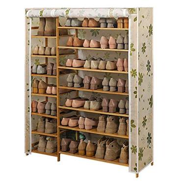 Imagem de 3FLQOOPP Sapateira sapateira, organizador de prateleira de sapatos de madeira 6-8 camadas extensível e empilhável montagem rápida pano poeira dormitório de estudante rack de acabamento de