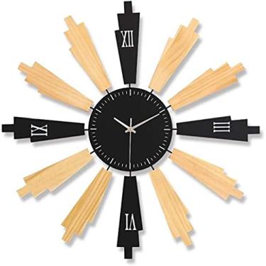 Imagem de U5GAAALPPQ9 Relógio de madeira de design minimalista moderno, gráficos de parede para casa, personalidade, relógio de parede mudo criativo