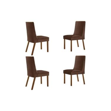 Imagem de Kit 4 Cadeiras de Cozinha Dakota 4 Un Naturalle/Suede Marrom - Rufato