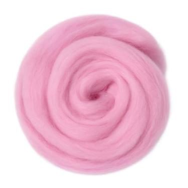 Imagem de Catopia Fio de lã, 100 g/100 g de lã macia de feltragem grossa pura para feltragem de agulhas, cobertor de tricô, tecelagem, artesanato, rosa vermelho